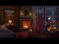 Cozy Christmas ambience with fireplace and relaxing heavenly music