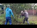 Clean up an overgrown abandoned house - Eye-catching transformation of garden lawn