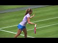 Caroline Wozniacki and Marie Bouzkova grass practice session last week
