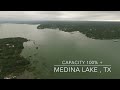 Medina Lake overflows due to large amounts of rain and Drone gets footage
