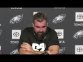 Jason Kelce overcome with emotion while discussing Lane Johnson's journey