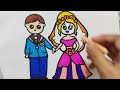 Cute Bride & Groom Drawing Painting Colouring for kids Toddlers | How to draw Bride & Groom easy