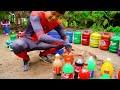 Spiderman & Big Toothpaste Eruption from Giant Coca-Cola Rocket, Mtn Dew, Fanta, Cola and Mentos
