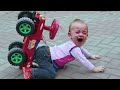 Power Car vs Baby Fall - Funny Babies Have Troubles with Cars || Just Funniest