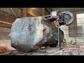 Worker Operating Giant Wood Sawing Machine // 3000 Year Old Wood