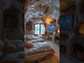 The perfect blend of snowfall's whisper & fireplace's roar #cozybedroom   #heavysnowfall #strongwind