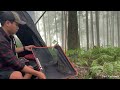 SOLO CAMPING IN THE RAIN WITH TRANSPARENT TARP || TRANSPARENT TARP IN THE RAIN