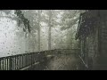 Relaxing rain to fall asleep in 5 minutes | Rain and thunderstorm on a terrace in a foggy forest