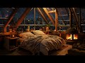 Cozy Winter Bedroom Ambience with Relaxing Piano Jazz Music and Crackling Fireplace for Deep Sleep