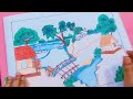 part-2 village scenery colour #trending #satisfying #art #drawing #vairal