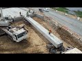 Incredible Installation Beams Of Bridge Construction Step by Step Using Skillful Heavy Crane Lift