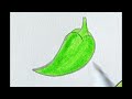 how to draw green chilli #vegetables @Adasmomsart.....