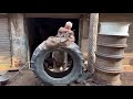 A Complementary Method Repairing Big Tractor Tire Using Aluminium Mold || 90 Year Old Asian Method