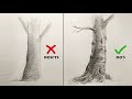 Don'ts & Do's: How to Draw Realistic Tree Trunk | Easy Step By Step | Pencil Drawing Tutorial
