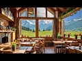 Sunny Swiss Alps Coffee Shop Ambience ☀️| 3 Hours of Relaxing Acoustic Piano Music for Study & Chill