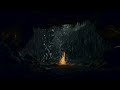 Rainstorm in A Cave Alone for Sleeping, Relaxing with Fireplace and Rain sounds. ASMR sounds, BGM