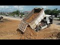 99% COMPLETED!! Perfectly MITSUBISHI Bulldozer Push Stone Step by Step Huge Sewer Drain Pipe