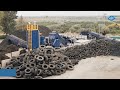 Powerful Shredder and Heavy Duty Crusher For Car Recycling. End-Of-Life Tires Recycling Process.