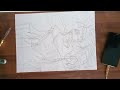 4k anime sketching part 1 with grid art and pencil