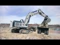 Máy xúc LIEBHERR làm việc xe ben cỡ lớn #excavator