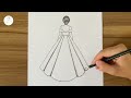 Girl from back side drawing || Easy drawings step by step || How to draw a girl || Drawing for girls