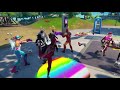 Emote Battles using Ruby Skin and Flexing Rare Emotes in Party Royale