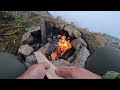Living Off the Grid in a Survival Shelter on a Giant Rock - Primitive cooking
