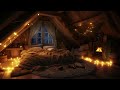 Cozy Attic Retreat: Rainy Night by the Fireplace