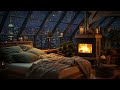 Cozy Winter Bedroom Ambience with Relaxing Ethereal Piano Jazz Music & Snowfall for Deep Sleep, Work