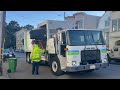 Recology San Francisco: 7:00am Monday Route Trash + Compost Collection - Split Body Garbage Truck