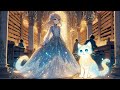 Enchanted Pages: The Whimsical Journey of the Girl and Glowing Cat in the Ancient Library