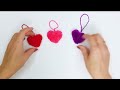 How to Make Yarn Heart❤️ Easy Pom Pom #heart Making Idea with Fork ❤️ Amazing Valentine's Day Crafts
