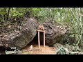 Complete Construction of a Survival Shelter Under a Large Rock, Construction Skills