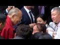 SONG OF PRAISE : HH the Dalai Lama on his arrival in Orange County on June 19, 2017