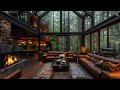 Morning Living Room in Forest with Relaxing Jazz Piano Music🌤️Jazz Background Music for Work,Study