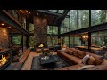 Cloudy Spring Morning in Forest Living Room ☕ Relaxing Jazz Piano Music & Soothing Jazz for Study