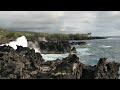 Kona Coast, Hawaii, Big Island. Waves Crashing on Coast Sounds. Hawaiin Scenery and Sounds