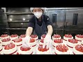 Amazing Best Korean Strawberry cake mass making process - Korean street food