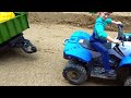 Police cars saves toys cars excavator, dump truck, fire truck from the hand in cave - Toy car story