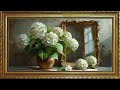 VINTAGE WHITE HYDRANGEAS FRAME TV ART | TV SCREENSAVER WALLPAPER | 4K |