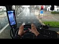 Nikotimer Driving Container to port POV rainy day video Trucking job Europe Netherlands