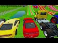 TRANSPORTING FIVE COLORS IVECO DAILY, FORD POLICE, MAZDA & DACIA CARS WITH TLX TRUCKS - FS22