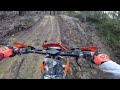 Riding Wombat in the wet, KTM350EXC-F x2 and WR250F Lots of water 1/3