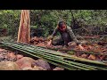 SOLO Survival Camping - Build A Bushcraft Shelter In Tall Trees, Clay Fireplaces, Cooking in Trees