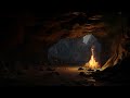 Cave Ambiance| Rainfall Serenity and Cozy Fireplace for Restful Sleep and Stress Relief
