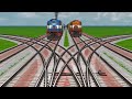 Indian railway crossing at attached curved memu train// train video game// risky track