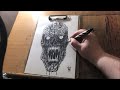 Drawing And Inking A Death Metal Vampire Skull Timelapse Video