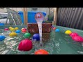 Water Marble Run 💓 Wooden Rain Gutter Course + Colorful Wooden Ball Slider