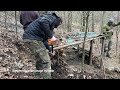 Complex stealth shelter in the woods. Fireplace cooking. #asmr #bushcraft #outdoors #survival