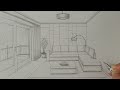 How to draw a room in one point perspective